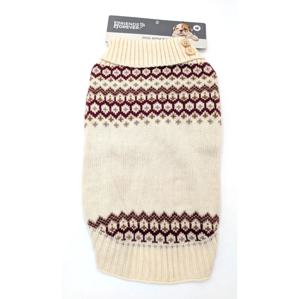 Dog Sweater size M NWT Pet Apparel Red White Dog Sweater